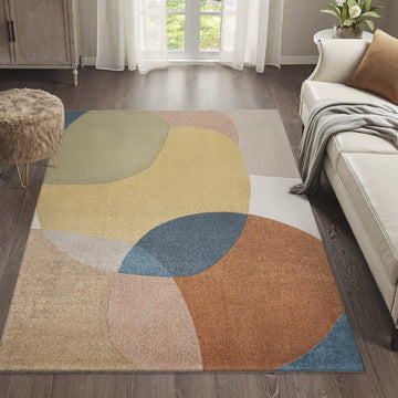 Pebble Geometric Kids & Novelty Machine-washable Area Rug